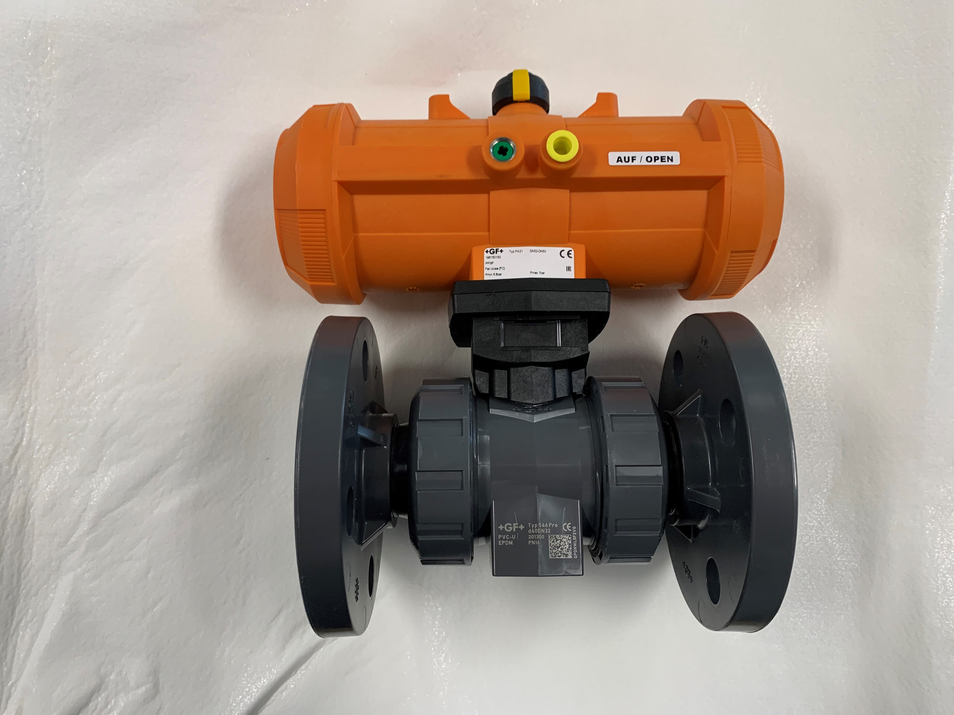 GF+ kogelkraan met pneumatische actuator